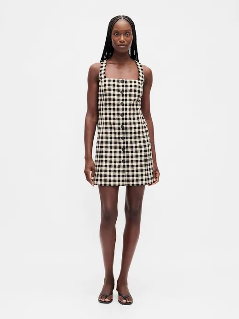 NWT Gingham Linen Mini Dress